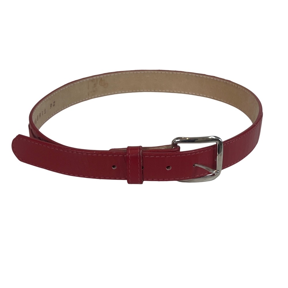 Tony Lama Red Leather Western Belt Womens 26 Silver Buckle USA Made